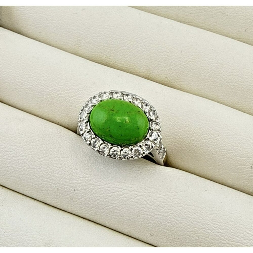 Joseph Esposito Ring Green Turquoise Sterling Silver ESPO 925 Size 8 QVC Oval